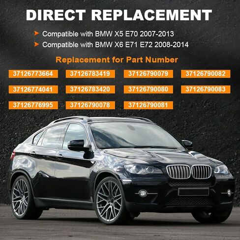 2PCS الخلفي الهواء الربيع الهواء ركوب تعليق حقيبة امتصاص متوافق مع BMW X5 E70 2007 2008 2009 2010 2011 2012 2013، X6 E71 E72 2008-2014، 37126790080 37126790078، زوج اليسار واليمين in Kuwait