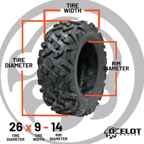 إطار Ocelot RT350 Atlas ATV/UTV لجميع التضاريس، 6 طبقات - إطار للطرق الوعرة لجميع التضاريس، مقاس 26x9-14، يناسب 26x9x14 لتحقيق أقصى قدر من الجر والمتانة in Kuwait