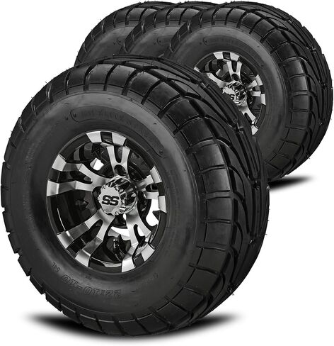 عربة RM مقاس 10 بوصات Warlock باللون الأسود/مصنوعة على إطار شارع Elite مقاس 22 × 10-10 LSI (مجموعة من 4) | مجموعة إطارات وعجلات عربة الجولف مع صواميل العروة القياسية in Kuwait