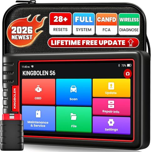 أداة مسح ضوئي بلوتوث KINGBOLEN S6 Obd2، 28 إعادة ضبط، ماسح ضوئي تشخيصي لجميع أنظمة السيارات، CAN FD/FCA/Renault SGW، تحديث مدى الحياة بدون اشتراك in Kuwait