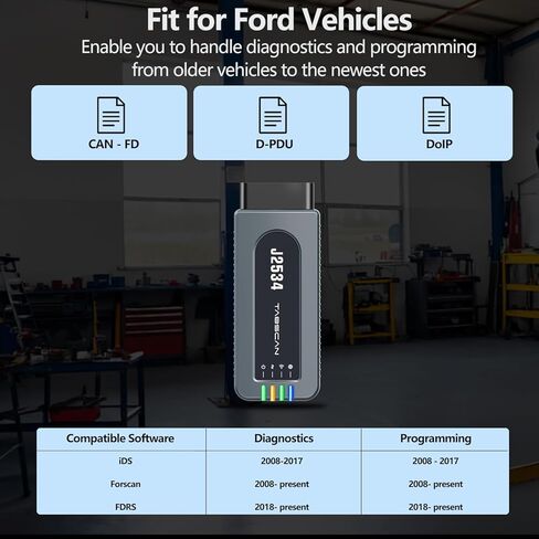 J2534 Pass-Thru Device Fit for Ford Vehicles Diagnostics and Programming, J2534 VCI Reprogramming Tool Support D-PDU/CAN-FD/DoIP for ECU Coding & Programming, Compatible with OE Software in Saudi Arabia