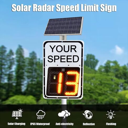 Solar Powered Speed Display Radar Traffic Sign - Flashing Speed Limit Sign with Accessories, Road Speed Tracking & Warning for Roadway Safety(19.7x27.6in) in Saudi Arabia