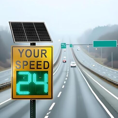 Solar-Powered LED Speed Limit Sign - Traffic Feedback Radar Display & Road Safety Warning Board, 23.62 * 35.43inches - Improve Safety & Speed Detection in Saudi Arabia