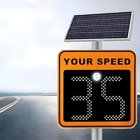 Solar Powered LED Speed Display Sign, 23.62 * 23.62inches Radar Traffic Warning Sign with Real-Time Feedback, Enhance Road Safety & Compliance in Kuwait