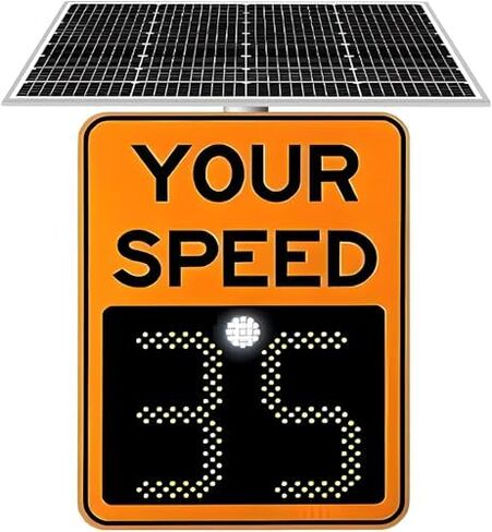 Solar Powered LED Speed Limit Sign with Radar Feedback, Traffic Warning Display for Enhanced Road Safety - 19.69 x 27.56 Inches, Speed Detector for Improved Traffic Control in Kuwait