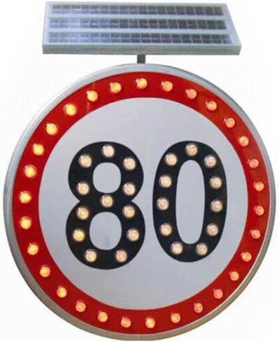 24" Solar Powered Solar Speed Limit Sign, LED Flashing Traffic Sign for Roadway, Waterproof Aluminum Traffic Signals (80) in Kuwait