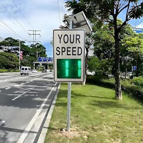 Solar Powered LED Speed Limit Sign with Radar Feedback, Traffic Warning Display for Enhanced Road Safety - 19.69 x 27.56 Inches, Speed Detector for Improved Traffic Control in Kuwait