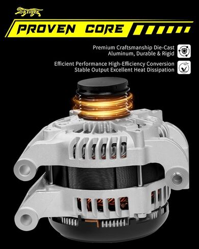 Oktiger 220A V8 Upgraded Alternator for Dodge Charger 2011-2022 5.7L 6.2L 6.4L, Durango Challenger 2011-2022, for Jeep Grand Cherokee 2011-2021, 12V 220A CW 6-Groove Decoupler Pulley, OE 56029719AA | Precision CNC castings + die-cast aluminum housing, Pur in Kuwait