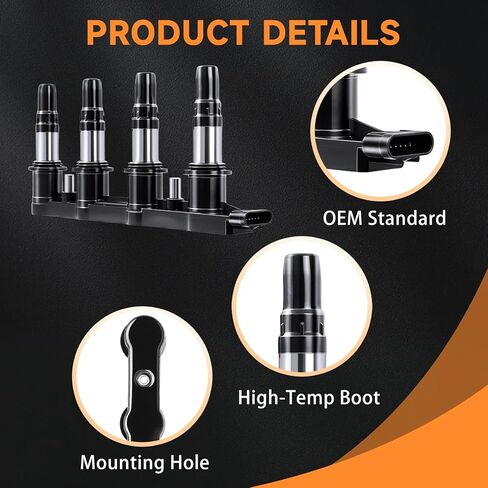 Ignition Coil Pack Compatible with 1.8L Chevy Sonic Cruze Aveo Aveo5 Cruze Limited Pontiac G3 2009 2010 2011 2012 2013 2014 2015 2016 2017 2018 1.6L 1.4L Coil Packs Replaces UF620 UF-620 in Saudi Arabia