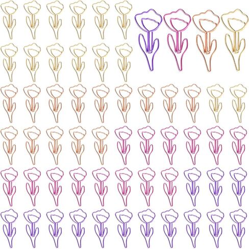 60Pcs Cute Flower Shaped Paper Clips Cute Paper Clip Floral Shape Papers Clips Funny Cutes Paperclips Bookmarks for Office Supplies Wedding Decoration Desk File Organization in Kuwait
