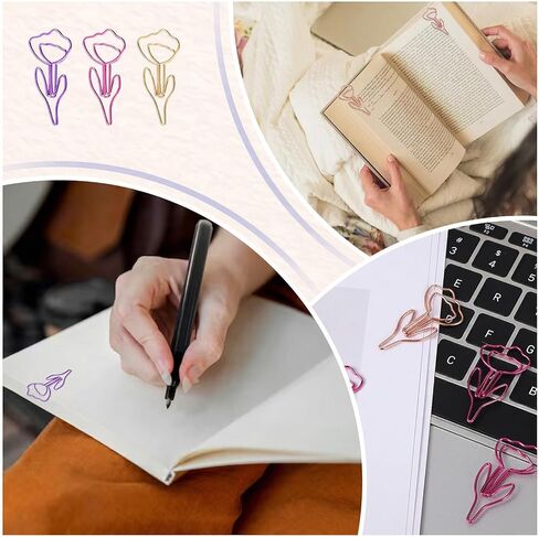 60Pcs Cute Flower Shaped Paper Clips Cute Paper Clip Floral Shape Papers Clips Funny Cutes Paperclips Bookmarks for Office Supplies Wedding Decoration Desk File Organization in Kuwait