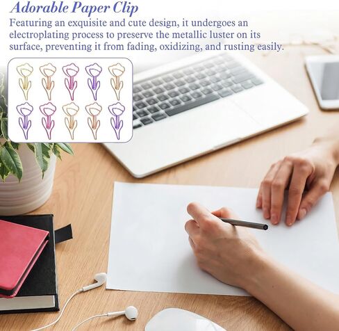 60Pcs Cute Flower Shaped Paper Clips Cute Paper Clip Floral Shape Papers Clips Funny Cutes Paperclips Bookmarks for Office Supplies Wedding Decoration Desk File Organization in Kuwait