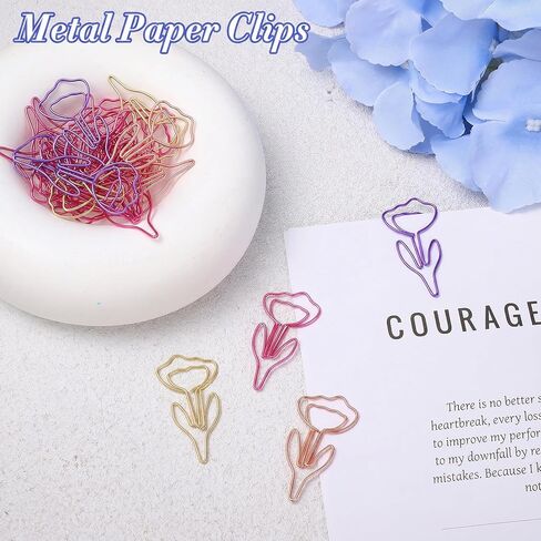 60Pcs Cute Flower Shaped Paper Clips Cute Paper Clip Floral Shape Papers Clips Funny Cutes Paperclips Bookmarks for Office Supplies Wedding Decoration Desk File Organization in Kuwait