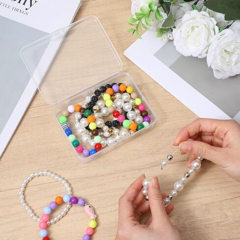 32 Pcs Clear Plastic Beads Storage Containers Box with Lids, 4.53" x 3.35" x 1.1" Mini Empty Square Containers Beads Storage Box for Jewelry, Earplugs, Pins, Craft Supplies in Kuwait