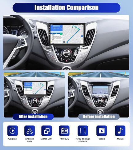 Camecho 2G+32G for Hyundai Veloster 2011-2017 Radio, Android 13 Car Stereo with Wireless Carplay Android Auto, 9" Touch Screen Car Radio with Bluetooth, GPS Navigation, WiFi + AHD Backup Camera in Saudi Arabia