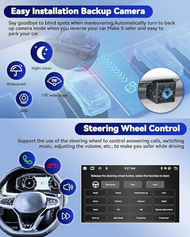 Camecho 2G+32G for Hyundai Veloster 2011-2017 Radio, Android 13 Car Stereo with Wireless Carplay Android Auto, 9" Touch Screen Car Radio with Bluetooth, GPS Navigation, WiFi + AHD Backup Camera in Saudi Arabia