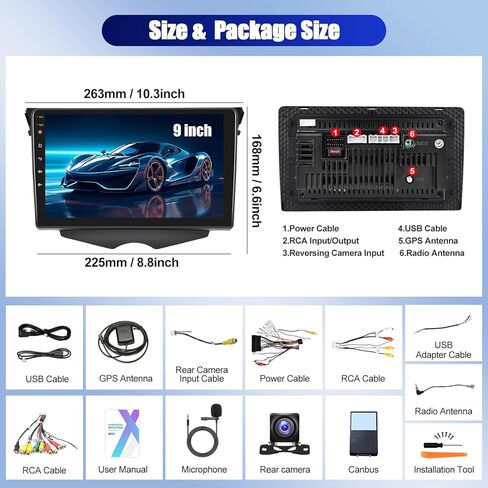 Camecho 2G+32G for Hyundai Veloster 2011-2017 Radio, Android 13 Car Stereo with Wireless Carplay Android Auto, 9" Touch Screen Car Radio with Bluetooth, GPS Navigation, WiFi + AHD Backup Camera in Saudi Arabia