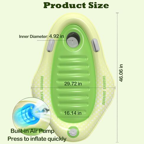 Kids Inflatable Boogie Board with Handles - Surfboard Inflatable Built-in Air Pump, Boogie Boards for Beach Lightweight Floaty for Beach Inflatable Surf Body Board for Wave Riding in Saudi Arabia