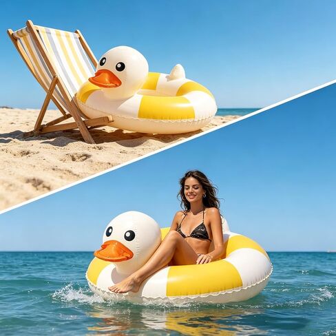 2PCS 35IN Pool Swim Ring Inflatable Pool Floats Water Fun Large Adult Swimming Pool Float for Beach Lake Summer Holiday Beach Party (Duck-Pool Float,2) in Saudi Arabia