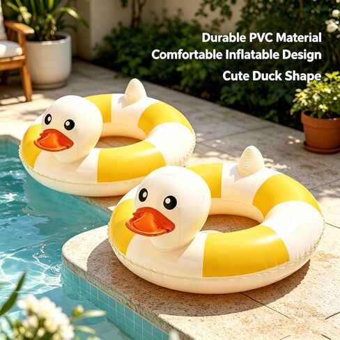 2PCS 35IN Pool Swim Ring Inflatable Pool Floats Water Fun Large Adult Swimming Pool Float for Beach Lake Summer Holiday Beach Party (Duck-Pool Float,2) in Saudi Arabia