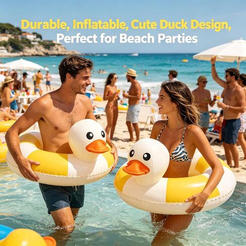2PCS 35IN Pool Swim Ring Inflatable Pool Floats Water Fun Large Adult Swimming Pool Float for Beach Lake Summer Holiday Beach Party (Duck-Pool Float,2) in Saudi Arabia