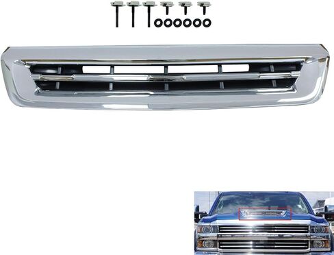 غطاء محرك السيارة الأمامي من سيلفرادو، شبكة تنفيس كروم متوافقة مع 2017 2018 2019 Ch-evy Silverado 2500HD 3500HD 84240940 in Kuwait