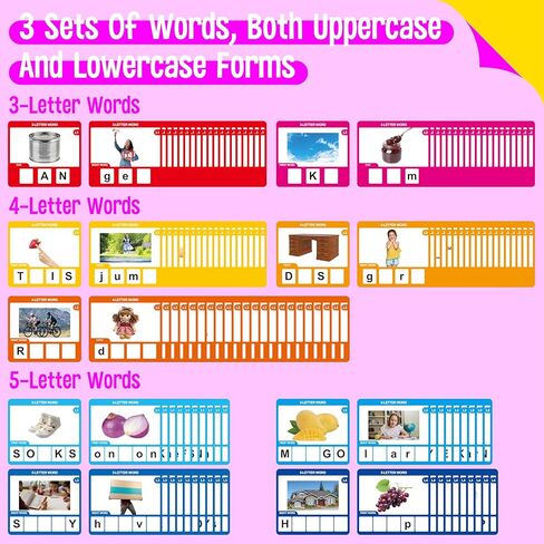 Word Spelling Game, 312 Wooden Letters Tiles & 300 Common Words for - CVC, CVCC, CCVC, Sight Word & First Word Learning, Montessori Early Educational Tool for Kids 4-9, Autistic Toys for Grades 1-3 in Kuwait