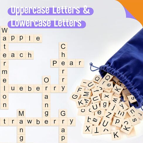Word Spelling Game, 312 Wooden Letters Tiles & 300 Common Words for - CVC, CVCC, CCVC, Sight Word & First Word Learning, Montessori Early Educational Tool for Kids 4-9, Autistic Toys for Grades 1-3 in Kuwait