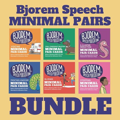 Bjorem Speech® Minimal Pairs Bundle - Comprehensive Phonological Speech Therapy Card Set Approach for Speech Sound Disorders and Discrimination - Includes 6 Decks with Over 300 Target Words in Saudi Arabia