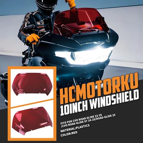 درع أمامي للزجاج الأمامي مقاس 10 بوصات متوافق مع Harley CVO Road Glide ST FLTRX FLTRXSE FLTRXSTSE 2023-2025 أحمر in Kuwait