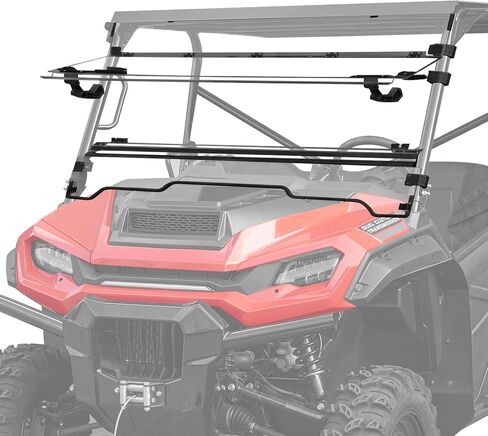زجاج أمامي قابل للطي 3 في 1 لسيارة Honda Pioneer 1000-3 1000-5 1000-6 2016-2025، زجاج أمامي شفاف مطلي بالبوليستر 1/5 بوصة، يمكن إغلاقه أو تهويته أو فتحه بالكامل in Kuwait