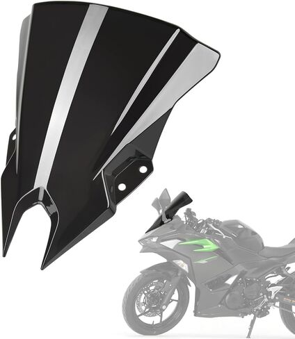 Double Bubble Windshield Windscreen for Kawasaki Ninja 500/500 ABS / 500 SE 2024 2025 Motorcycle Front Fairing Air Deflector Windshield Spoiler (Black Smoke) in Saudi Arabia