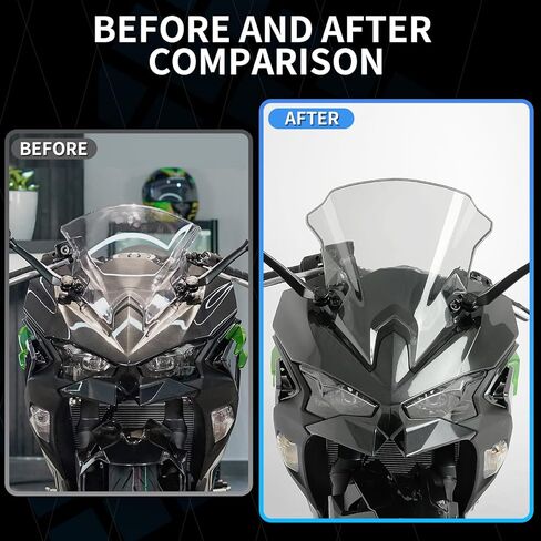 Double Bubble Windshield Windscreen for Kawasaki Ninja 500/500 ABS / 500 SE 2024 2025 Motorcycle Front Fairing Air Deflector Windshield Spoiler (Black Smoke) in Saudi Arabia