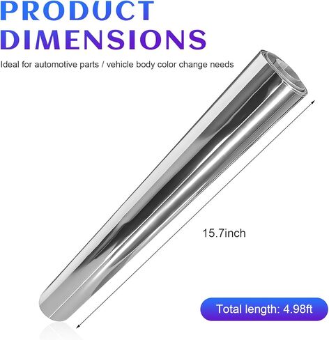 Car Vinyl Wrap Sticker, 16 × 60 Inch Glossy Metallic Vinyl Wrap Reflective Paint Protective Film, Air Release Adhesive DIY Sticker Chrome Mirror Film Sheet for Car Truck SUV in Kuwait
