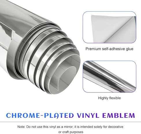Car Vinyl Wrap Sticker, 16 × 60 Inch Glossy Metallic Vinyl Wrap Reflective Paint Protective Film, Air Release Adhesive DIY Sticker Chrome Mirror Film Sheet for Car Truck SUV in Kuwait