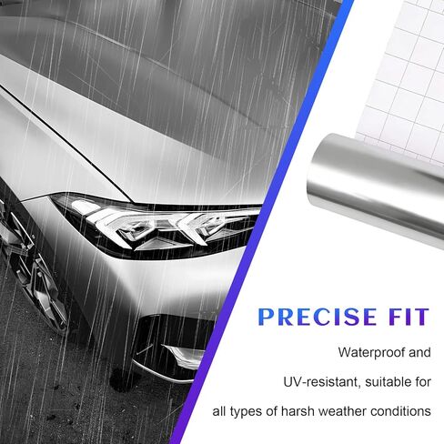 Car Vinyl Wrap Sticker, 16 × 60 Inch Glossy Metallic Vinyl Wrap Reflective Paint Protective Film, Air Release Adhesive DIY Sticker Chrome Mirror Film Sheet for Car Truck SUV in Kuwait