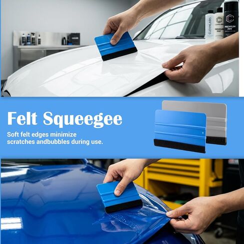 20 Pack Vinyl Wrap Squeegee Kit with Felt Edges - 4 Inch & 6 Inch Applicator Scraper Tools for Window Tint, Decal, Wallpaper Installation - Includes 20 Replaceable Fabric Felt Pads in Kuwait