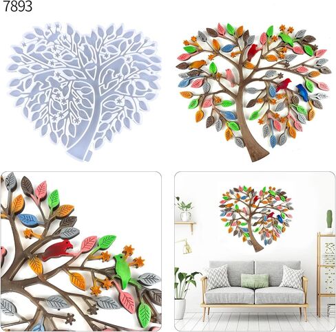 Heart Shaped Tree of Life Wall Hanging Resin Silicone Molds, Handmade Tree of Life Crafts, Home and Living Room Decorations, Tabletop Ornaments, Tree of Life Resin Mold in Saudi Arabia