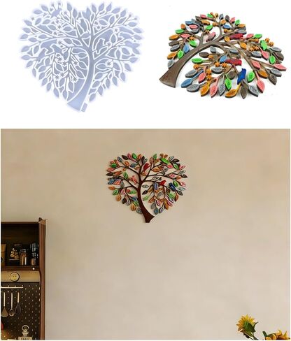Heart Shaped Tree of Life Wall Hanging Resin Silicone Molds, Handmade Tree of Life Crafts, Home and Living Room Decorations, Tabletop Ornaments, Tree of Life Resin Mold in Saudi Arabia