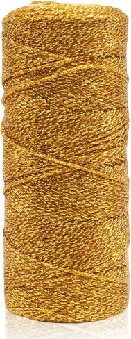Gold Metallic Bakers String - 110 Yards of Shiny 1mm DIY Craft Twine for Gift Wrapping, Christmas, Jewelry Making & Holiday Projects - Robust Polyethylene String in Saudi Arabia