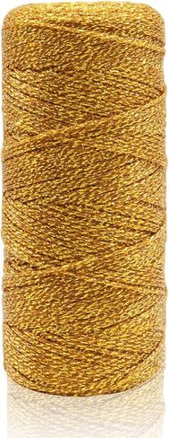 Gold Metallic Bakers String - 110 Yards of Shiny 1mm DIY Craft Twine for Gift Wrapping, Christmas, Jewelry Making & Holiday Projects - Robust Polyethylene String in Saudi Arabia