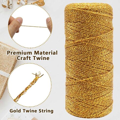 Gold Metallic Bakers String - 110 Yards of Shiny 1mm DIY Craft Twine for Gift Wrapping, Christmas, Jewelry Making & Holiday Projects - Robust Polyethylene String in Saudi Arabia