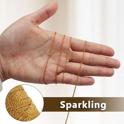 Gold Metallic Bakers String - 110 Yards of Shiny 1mm DIY Craft Twine for Gift Wrapping, Christmas, Jewelry Making & Holiday Projects - Robust Polyethylene String in Saudi Arabia