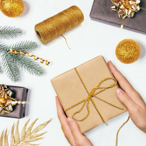 Gold Metallic Bakers String - 110 Yards of Shiny 1mm DIY Craft Twine for Gift Wrapping, Christmas, Jewelry Making & Holiday Projects - Robust Polyethylene String in Saudi Arabia