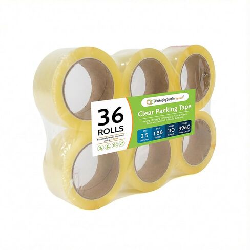 PSBM Clear Packing Tape, 6 Rolls, 2.5 Mil Thick, 1.88 Inch Wide, 110 Yards Per Roll, Total 660 Yards, Heavy Duty Tape for Packaging, Shipping, Moving & Sealing in Kuwait