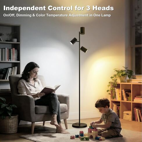 4000LM LED Tree Floor Lamp, 36W Super Bright Reading Lamp with Remote, Dimmable Tall Standing Light with 3 Rotatable Heads & 6 Color Temperatures, Modern Floor Lamps for Living Room Bedroom Office in Kuwait
