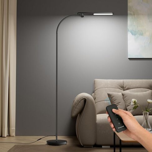 Honeywell LED Floor Lamp for Reading, CRI97 Full Spectrum Gooseneck Floor Lamp, Eye-Caring Dimmable Standing Task Light, 3 Color Temperatures, 77.5" Tall for Living Room, Bedroom, Office in Kuwait