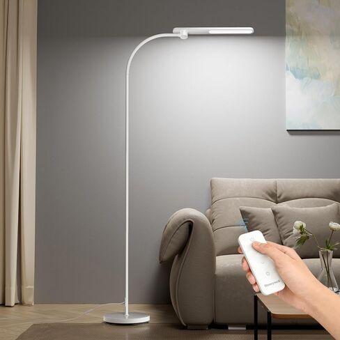 Honeywell LED Floor Lamp for Reading, CRI97 Full Spectrum Gooseneck Floor Lamp, Eye-Caring Dimmable Standing Task Light, 3 Color Temperatures, 77.5" Tall for Living Room, Bedroom, Office in Kuwait