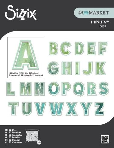 Sizzix Thinlits Die Set, This or That 2 inch Alphabet by 49 and Market, 52 Cutting Dies in Kuwait