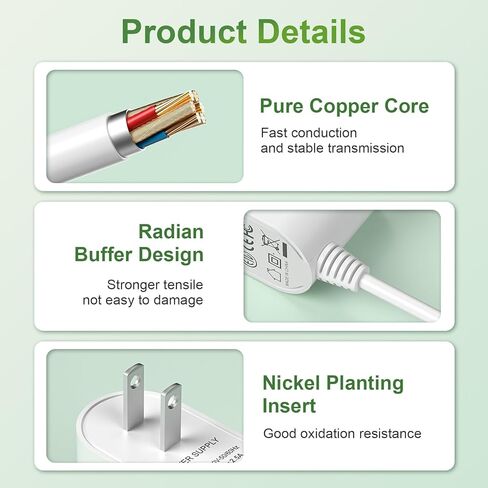 سلك طاقة 18 فولت GaN لـ Cricut Explore Air 2، Expression 2، Maker، Explore Air، Explore One، Original؛ شاحن بديل لإنشاء Cricut، مزود طاقة تيار متردد بتيار متردد لـ Cricut Cake Mini (أبيض) in Kuwait